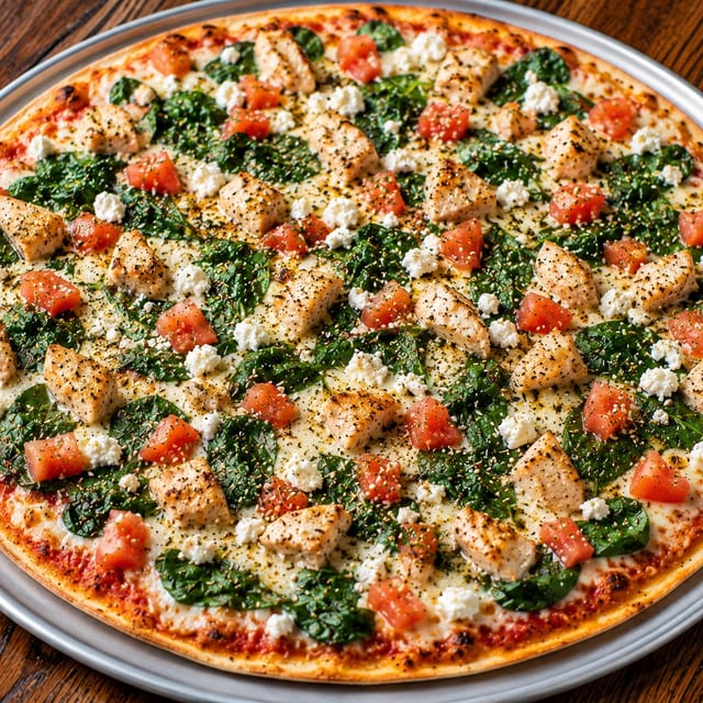 Spinach Chicken Pizza.