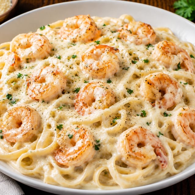 Shrimp Fettuccine Alfredo.