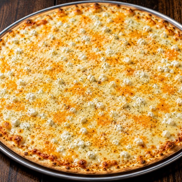 Four Cheese Deluxe Pizza.