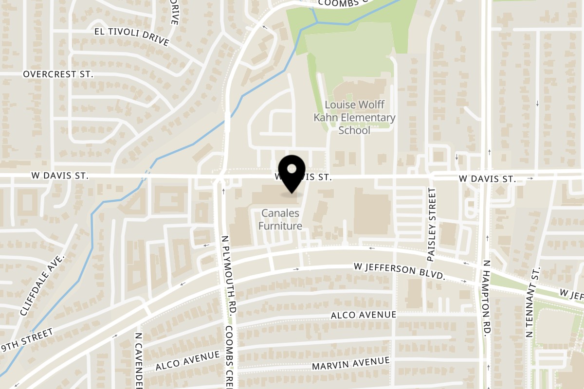 Map showing the location of Sara's Pizza | Dallas on 2627 W Jefferson Blvd St: 217 in Dallas